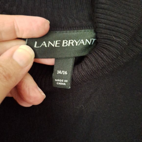 Lane Bryant Black Short Sleeve Turtleneck Keyhole Back Sweater Size 14/1… - Picture 5 of 5